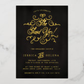 Ze zei ja Confetti Celebratory Gold Folie Uitnodiging (Voorkant)