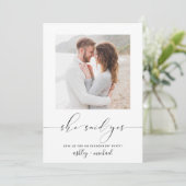 Ze zei ja dat de Calligrafie Engagement Party uitn Kaart (Staand voorkant)