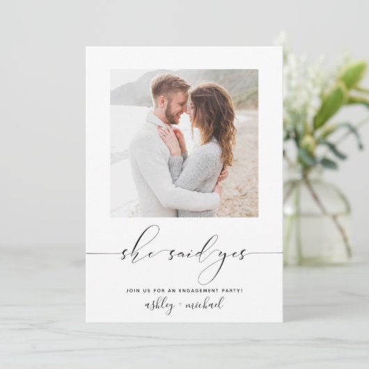Ze zei ja dat de Calligrafie Engagement Party uitn Kaart (Staand voorkant)