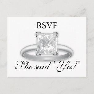 Ze zei ja! Diamond Ring RSVP-kaarten Uitnodiging Briefkaart