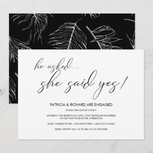 Ze zei ja Eenvoudige kalligrafie Engagement Party Kaart