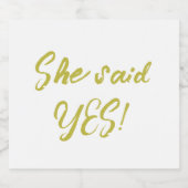 Ze zei JA! Etiket mousserende wijn (Enkel label)