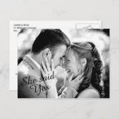 Ze zei: Ja Fancy foto Opslaan Datum - zwart Aankondigingskaart (Voorkant / Achterkant)