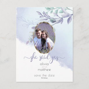 Ze zei ja Floral Oval Save the Date Briefkaart