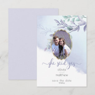 Ze zei ja Floral Oval Save the Date Kaart