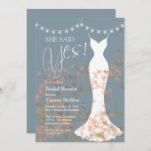 Ze zei ja Herfst Blauwe Bridal Uitnodiging (Voorkant / Achterkant)