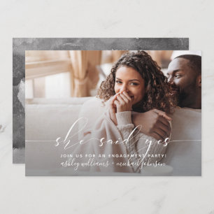 Ze zei ja kalligrafie QR Code Engagement Party Kaart