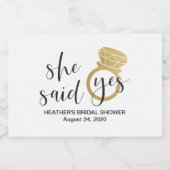 Ze zei ja mini mousserende wijn fles etiket (Enkel label)