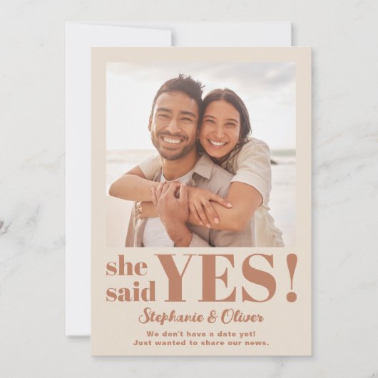 Ze zei ja Modern Photo Verloving Aankondiging (Voorkant)