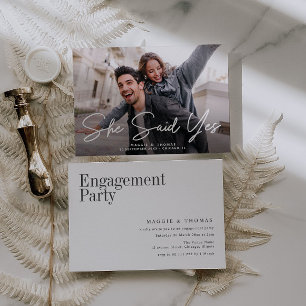 Ze zei ja modern script foto verloving kaart