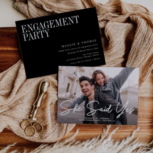 Ze zei ja modern tekst verloving uitnodiging