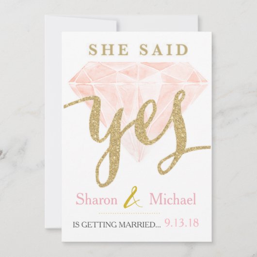 Ze zei Ja Roze Diamant Aankondiging (Voorkant)