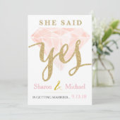 Ze zei Ja Roze Diamant Aankondiging (Staand voorkant)