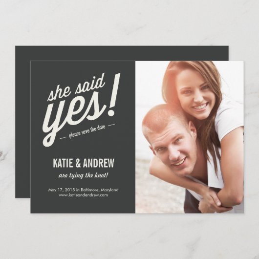 Ze zei ja! Save the date Kaart (Voorkant / Achterkant)