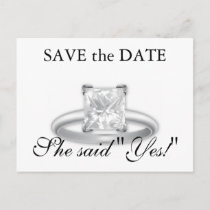Ze zei ja! Sla de Date Diamond Ring Cards op Aankondigingskaart