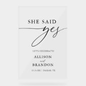 Ze zei ja tegen de Engagement Party Acryl Bord (Voorkant)