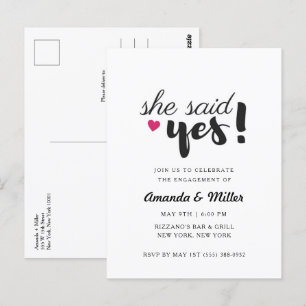 Ze zei ja tegen de Engagement Party Briefkaart