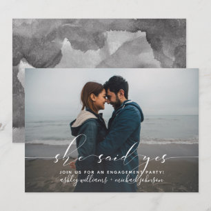 Ze zei ja tegen kalligrafie Foto Engagement Kaart