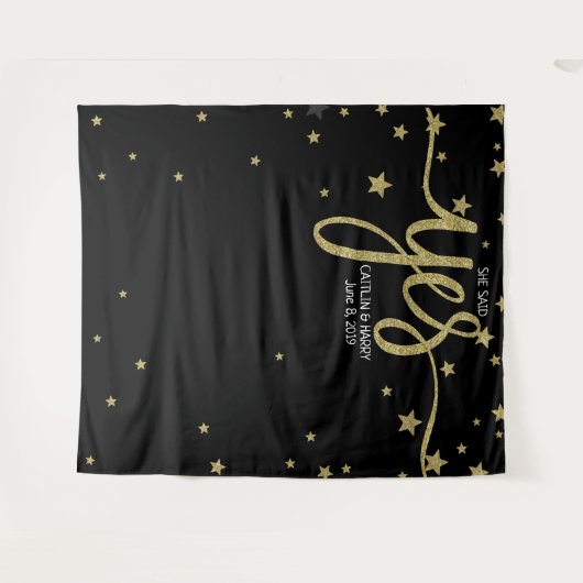 Ze zei ja trouwfoto Booth achtergrond banner Wandkleed (Voorkant (horizontaal))