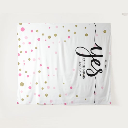 Ze zei ja trouwfoto Booth achtergrond banner Wandkleed (Voorkant (horizontaal))