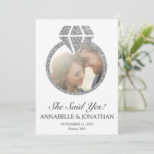 Ze zei ja Uitnodiging van de Engagement Party (Staand voorkant)