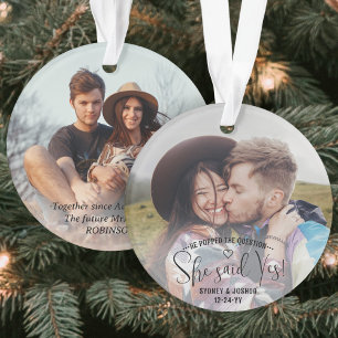 Ze zei ja! Verloving 2 Sided Photo Kerstmis Ornament