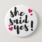 Ze zei ja! Verloving gevierd – Romantisch Ronde Button 7,6 Cm (Voorkant)