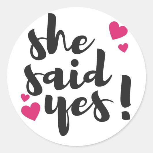 Ze zei ja! Verloving gevierd – Romantisch Ronde Sticker (Voorkant)