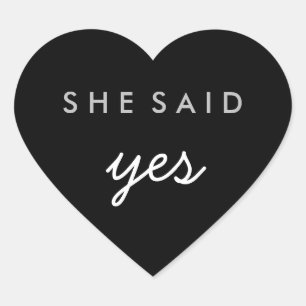 Ze zei ja Verloving Wedding Sticker Silver