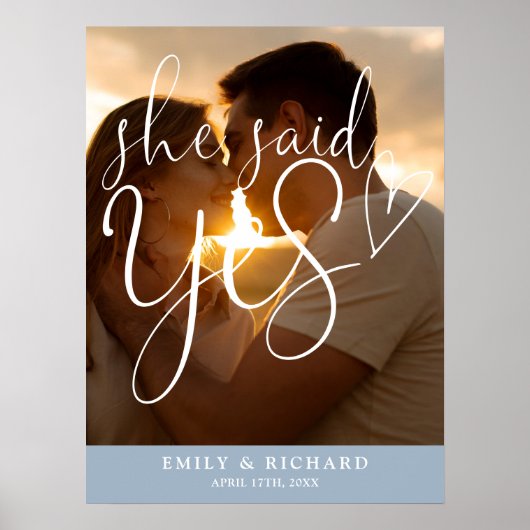 Ze zei ja verlovingsfeest foto welkomstbord poster (Voorkant)