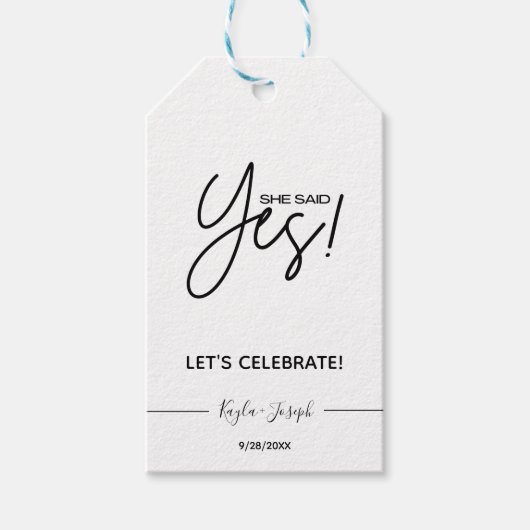 Ze zei Ja Verlovingsfeest Gift Labels Cadeaulabel (Voorkant)