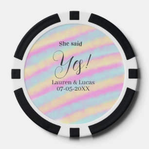 Ze zei ja verlovingsfeest roze blauw geel ste poker chips