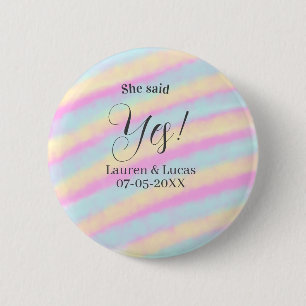 Ze zei ja verlovingsfeest roze blauw geel ste ronde button 5,7 cm