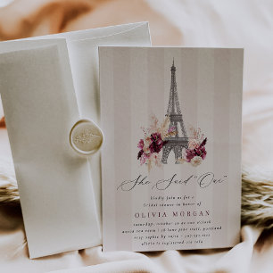 Ze zei Oui Blush Bloemige Paris Bruiloft Feest Kaart