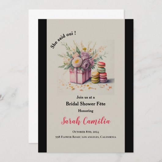 Ze zei Oui Macaron Frans Vrijgezellenfeest Kaart (Voorkant / Achterkant)