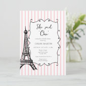 'Ze zei Oui' Parijs Franse Bruidsdouche Kaart (Staand voorkant)