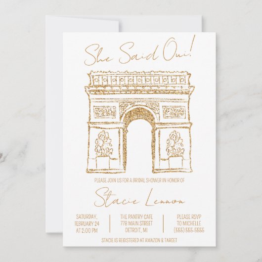 Ze zei Oui Paris, Arc de Triomphe, Vrijgezellenfee Kaart (Voorkant)