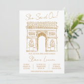 Ze zei Oui Paris, Arc de Triomphe, Vrijgezellenfee Kaart (Staand voorkant)