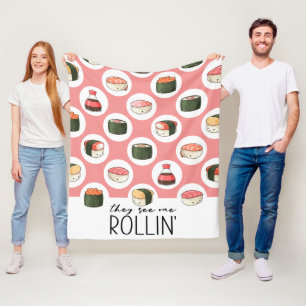 Ze zien me rollen Kawaii Leuke Sushi Rolls & Stipp Fleece Deken