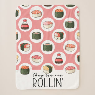 Ze zien me rollen Kawaii Leuke Sushi Rolls & Stipp Sherpa Deken