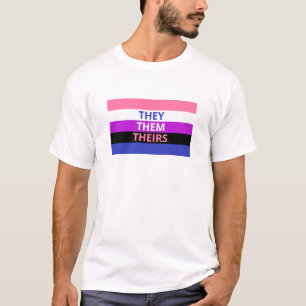 Ze/zij zetten de vlag van Gendervloeiing Basic T-S T-shirt