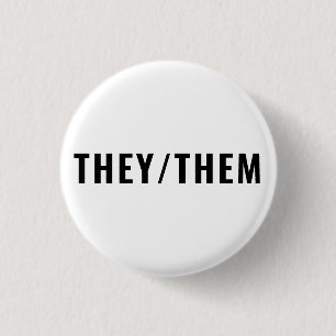 Ze zijn 'Gender Pronouns' zwart-wit simpel Ronde Button 3,2 Cm
