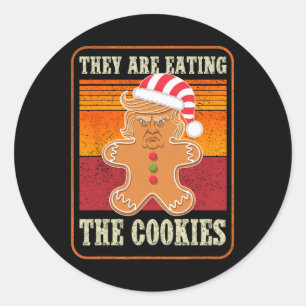Ze zijn het eten van de koekjes kerst Trump Humor Ronde Sticker