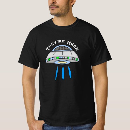 Ze zijn hier UFO Alien Invasion T-shirt (Voorkant)