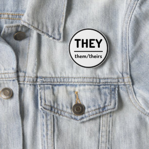 Ze zijn Theirs Pronoun Button - Wit