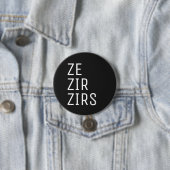 Ze Zir Zirs Pronoun Ronde Button 7,6 Cm (In situ)