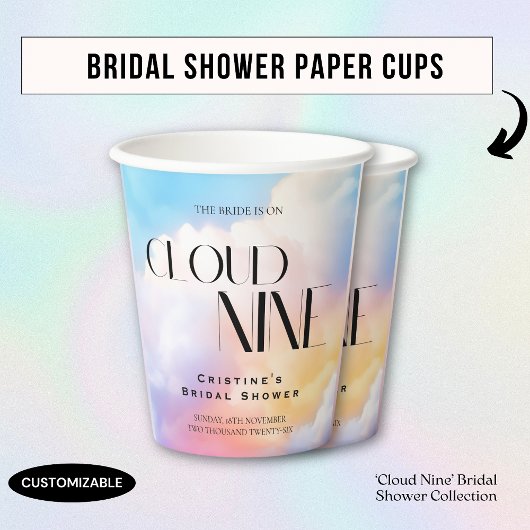 Ze zit op cloud 9 Kleurrijke Pastel Vrijgezellenfe Papieren Bekers