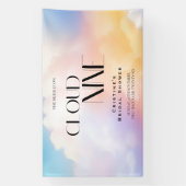 Ze zit op cloud 9 Kleurrijke Pastel Vrijgezellenfe Spandoek (Verticaal)