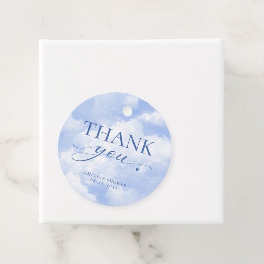 Ze zit op Cloud Nine Blue, dank je Bedankjes Labels (In situ)