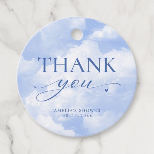 Ze zit op Cloud Nine Blue, dank je Bedankjes Labels (Voorkant)